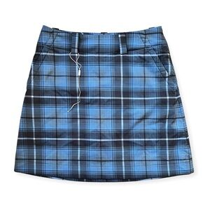 NWT Nike Golf Women's Athletic Skirt w/ Shorts Dri-Fit Plaid Blue Size 2